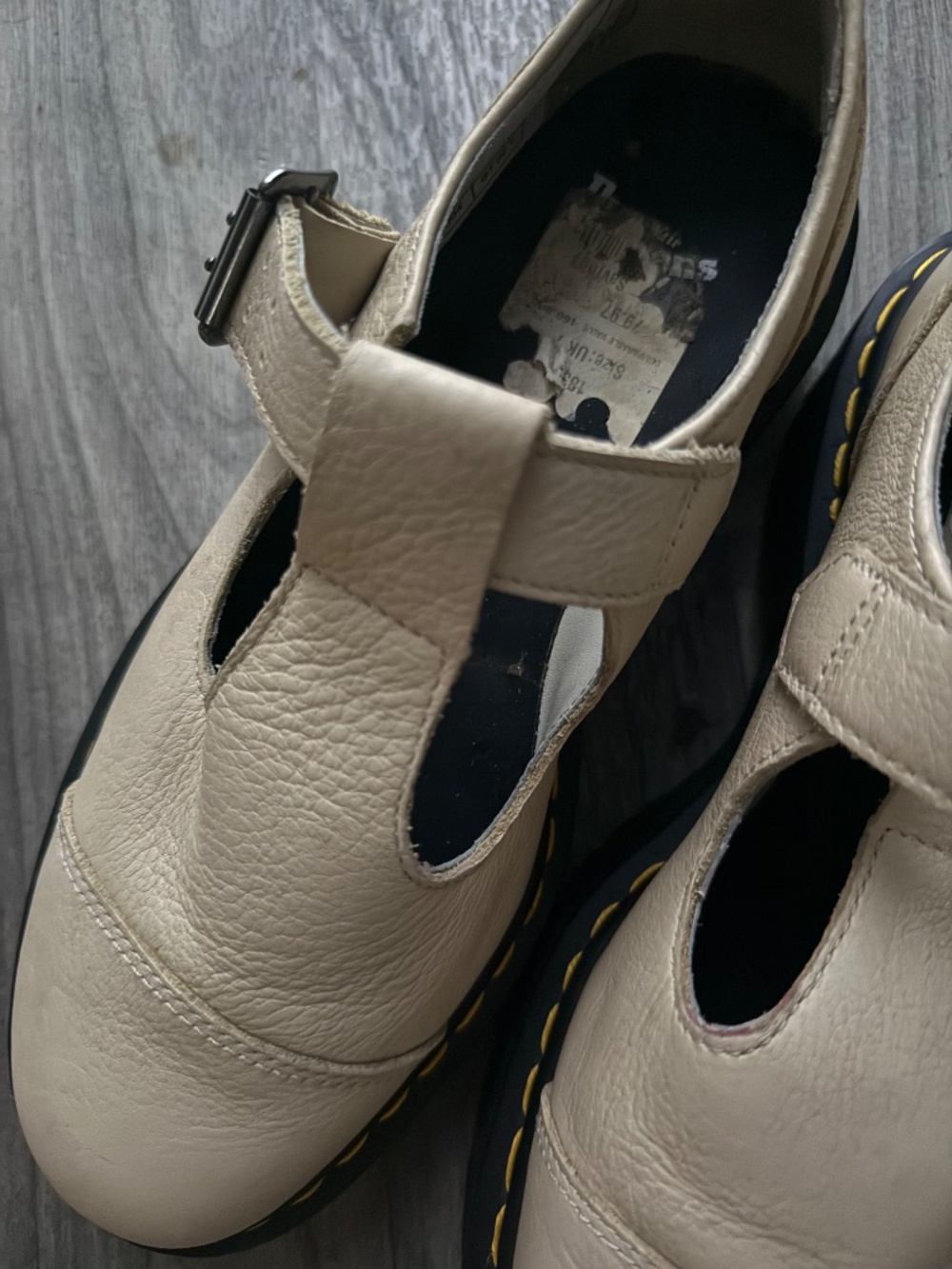 Dr. Martens Bethan Platform T-Bar Mary Jane Cream Off-White Leather | Size US Wo - Picture 2 of 5